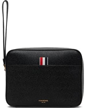Thom Browne Pebble Grain Leather Pouch - Black