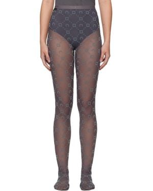 Marine Serre Recycled Mesh Flock Tights - Black