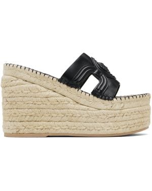 Versace Medusa Platform Espadrilles Heeled Sandals - Black