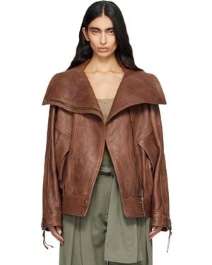 Balmain Lambskin Bomber Jacket - Brown