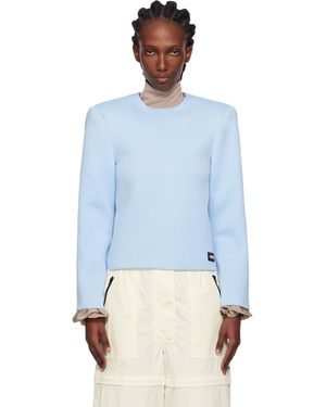 Pushbutton Curvy Shoulder Top - Blue