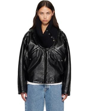 Lanvin Manteau Court Noir En Vinyle