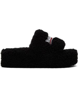 Balenciaga Furry プラットフォーム サンダル - ブラック