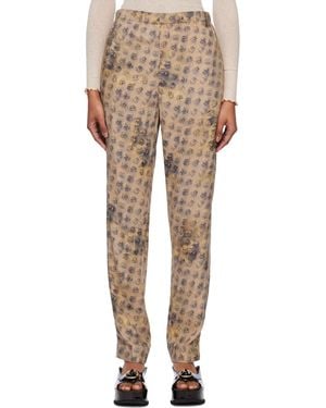 Acne Studios Beige Floral Trousers - Natural