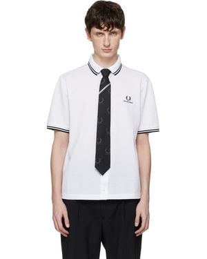 Fred Perry Kris Van Assche Edition Pinstripe Short Sleeve Shirt - White
