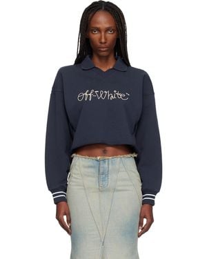 Off-White c/o Virgil Abloh Embroidered Script Polo Jumper - Blue