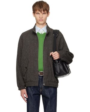 AURALEE Alpaca Wool Silk Tweed Zip Blouson Jacket - Black