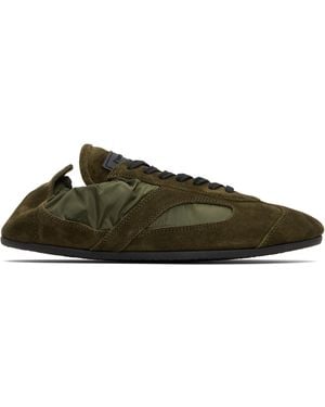 Proenza Schouler Khaki Nylon & Calfsuede Soft Track Trainers - Black