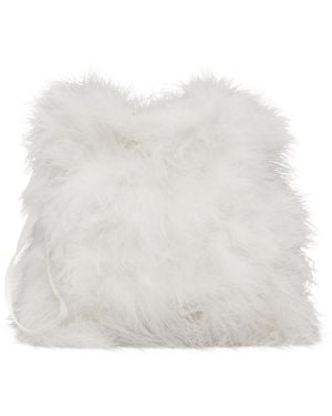Yves Salomon Pochette Blanc Cassé En Plumes