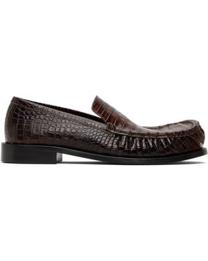 Dries Van Noten Embossed Leather Loafers - Black