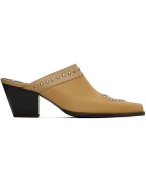 OPEN YY Heart Stud Western Mules - Black