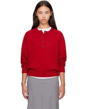 Loulou de Saison Malo Oversized Henley Jumper - Red