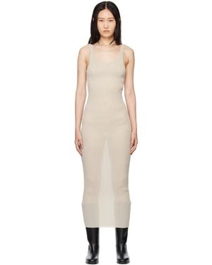 Subtle Le Nguyen Taupe Plissé Tank Maxi Dress - Black