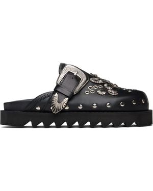 Toga Eyelet Metal Sabot Loafers - Black
