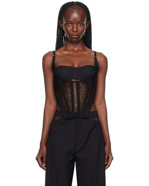 Dion Lee Lace-Up Corset Tank Top - Black