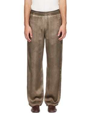 DIESEL Wrinkled Satin Track Trousers - Brown