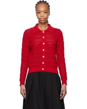 DUNST Cardigan Rouge À Col Ouvert