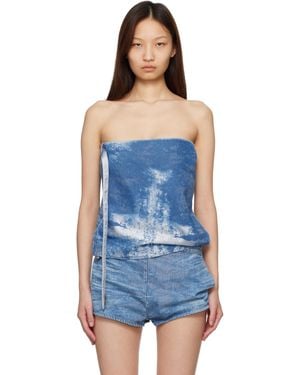 DIESEL Satin Denim Sleeveless Top - Blue