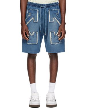 Off-White c/o Virgil Abloh Distressed Arrow Skate Sweat Shorts - Blue