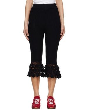 Ganni Cotton Crochet Capri Trousers - Black
