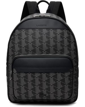 Lacoste Sac À Dos Noir À Motif Monogrammé