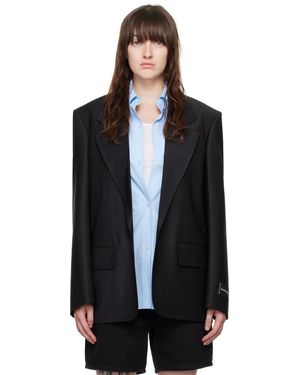 ALEXANDER WANG クロップド テーラードジャケット Alexander Wang Black Leather Biker Jacket - size US 8 ○ Labellov