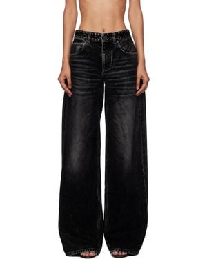 Balenciaga Wide Leg Baggy Jeans - Black