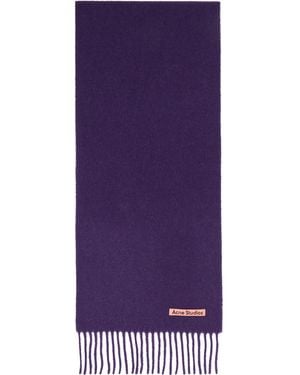Acne Studios Fringe Wool Skinny Scarf - Purple