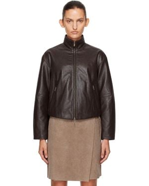 St. Agni Cocoon Zip Leather Jacket - Brown