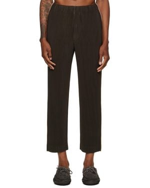 Homme Plissé Issey Miyake August Embroidery Stripes Trousers - Black