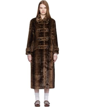 OPEN YY Tab Toggle Faux-Fur Coat - Black