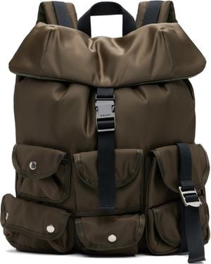 Sacai Khaki Nylon Backpack - Black
