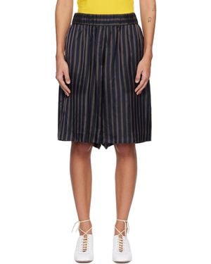 Dries Van Noten Striped Satin Shorts - Black
