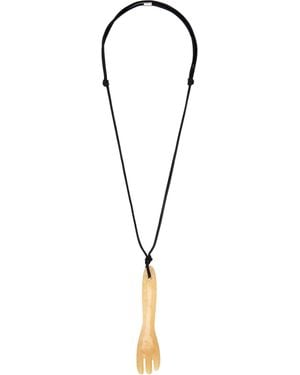Lemaire Aragonite Gua Sha Fork Necklace - Black