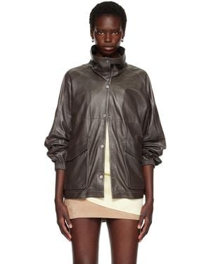 Nour Hammour Taupe Anorak Leather Jacket - Brown