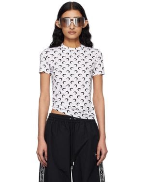 Marine Serre ホワイト Recycled Moon Jersey セカンドスキン トップス - ブラック
