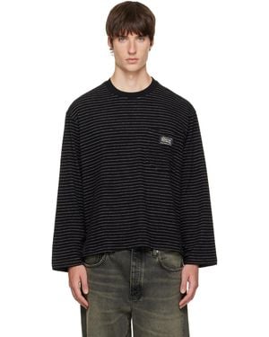 Song For The Mute Crewneck Fuzzy Stripe Jersey Jumper - Black