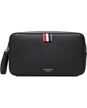 Thom Browne Soft Pebble Grain Leather Wash Pouch - Black