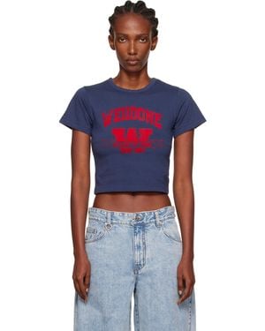 we11done '11' Print Slim-Fit T-Shirt - Blue