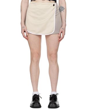 Ambush Minijupe Blanc Cassé Et Gris À Plis - Neutre