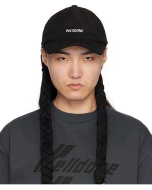 we11done Casquette Noire À Logo Et À Garnitures Tressées