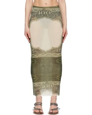 Jean Paul Gaultier ーン&オフホワイト The Cartouche マキシスカート - グリーン