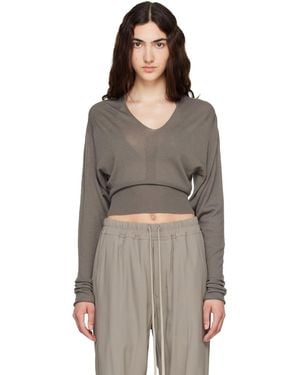 Rick Owens Taupe Tower V Cropped Jumper - Brown