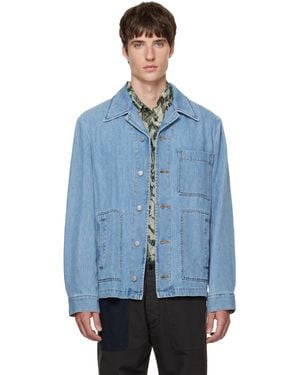 Dries Van Noten Blouson Bleu En Denim À Effet Délavé