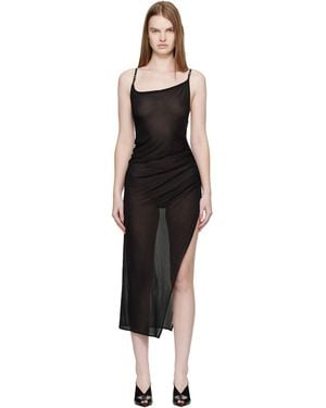 Mugler Asymmetrical Buckled Strap Maxi Dress - Black