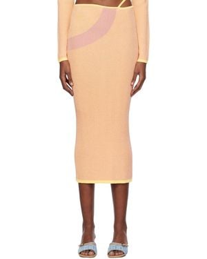 Gcds Pink Comma Midi Skirt - Natural
