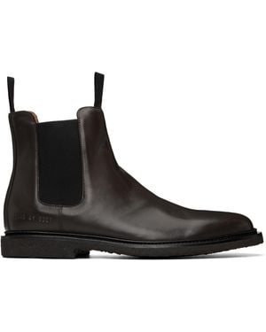 Common Projects Bottes Chelsea Brunes En Cuir - Noir