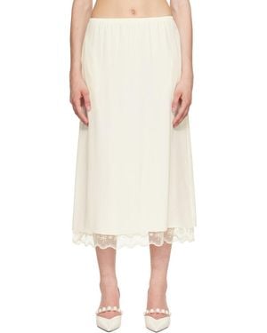 Simone Rocha Off- Lace Trim Negligee Midi Skirt - Natural