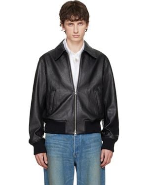 Ami Paris Zipped Lamb Leather Jacket - Black