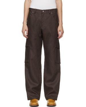 Serapis Riveted Linen Cargo Trousers - Black